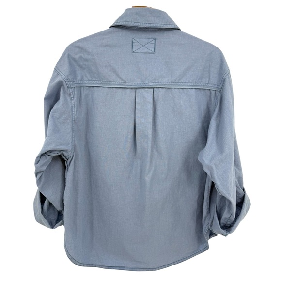 Free People We The Free Made For Sun Linen Oversized Button Down Shirt Blue S - Picture 5 of 12